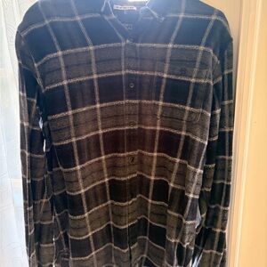 Men's Blue and Gray Plaid Shirt